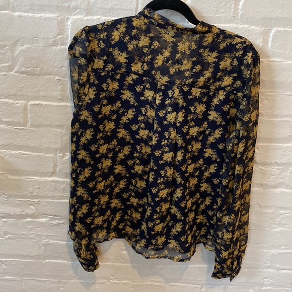 Lulus Lanae Navy Blue and Yellow Floral Print Button-Up Top - Picture 7 of 7